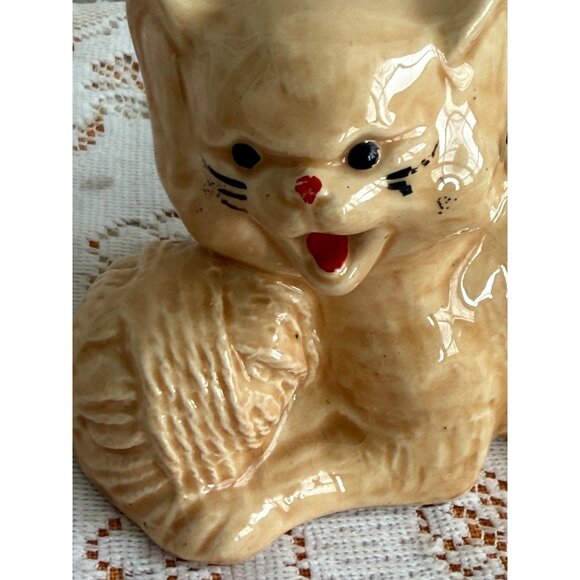 Vintage 50's McCoy Pottery Beige Kitten Cat Planter - Picture 7 of 14